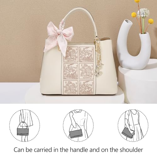 Bolso Tote de Cuero para Mujer con Bordado y Colgante miniatura 6