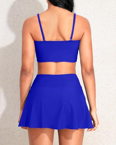 Holipick Women's Bikini with Skirt Two Piece High Waisted Bikini Skirt Set Scoop Neck Tummy Control Bathing Suit Skirt Bottom3