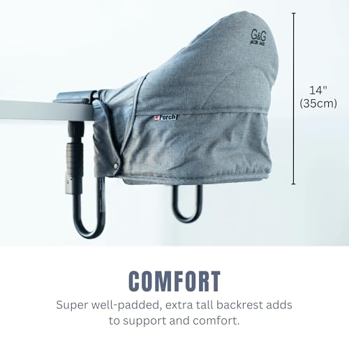 Image of guzzie+Guss Perch Clip-On Table Chair - Easy Setup for Travel (Restaurants, Picnics), at Home (Kitchen Islands, Dining Tables) - Secure & Portable Seating, Machine Washable Fabric - Latte