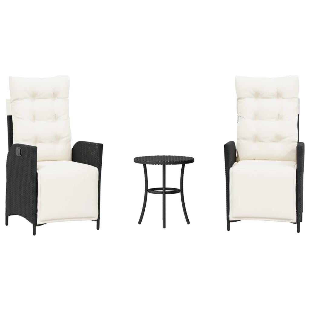 Mobilier de terrasse chic en résine tressée noire et coussins de confort crème