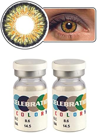 Celebration Color Yearly Coloured Contact Lenses 1 Pair (Hip Hop Hazel,-0.00)