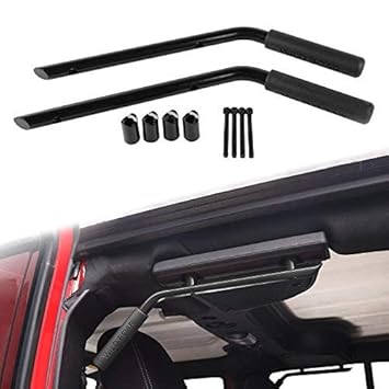 Voodonala Black Aluminum Alloy Roll Bar Rear Grab Handles for 2007-2018 Jeep JK Wrangler Unlimited 4-Door - Pair