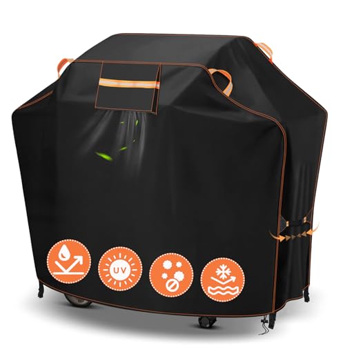 GARPROVM Grillabdeckung wetterfest, Gasgrill Abdeckung 146x61x122cm Grill Abdeckhaube Wasserdicht 420D Oxford Gewebe, Grill Wetterschutzhülle mit Belüftung Grill Abdeckplane Outdoor Staubdicht