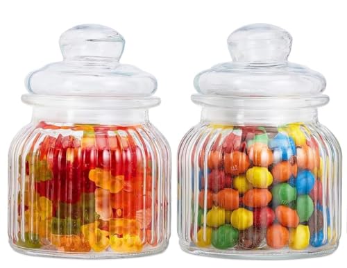 Image of bellemax 500ML Clear Glass Storage Jar With Air Tight Glass Lids- Airtight Food Jars Glass Kitchen Containers For Pantry, Pickle Jar, Sugar Pasta Cereal Flour Sugar Storage Jar (BM-01, Set of 2)