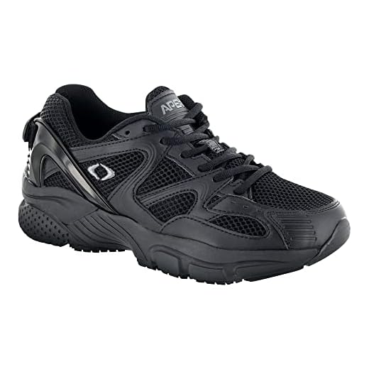 Apex Men's Walking Shoes Black Diabetic Athletic Shoes Plantar Fasciitis, and Heel Pain Relief Extended Widths