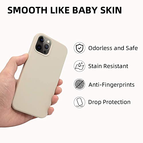 Image of M Cart Case Liquid Silicone Case Cover Gel Rubber Full Body Protection Shockproof Case Cover Compatible with iPhone 12 Cases /iPhone 12 /12 Pro (2020) 6.1 inch (Stone Grey)