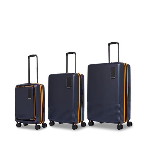 Image of VENTEX Hard Luggage Trolley Bag (Navy-Yellow, Check-in Luggage 28-Inch)
