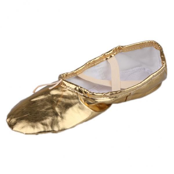 ujeavette 2xWomen Girl Gold Ballet Pointe Gymnastics Leather Dance Shoes 37-picture-36