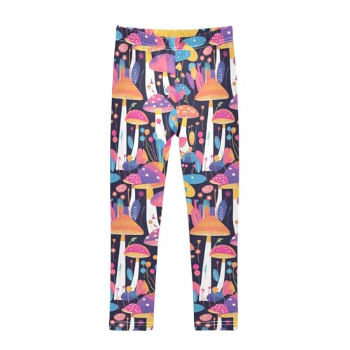 KLL Trippy Mushrooms Rainbow Toddler Girl Leggings Comfortable Full Length Pants Sports