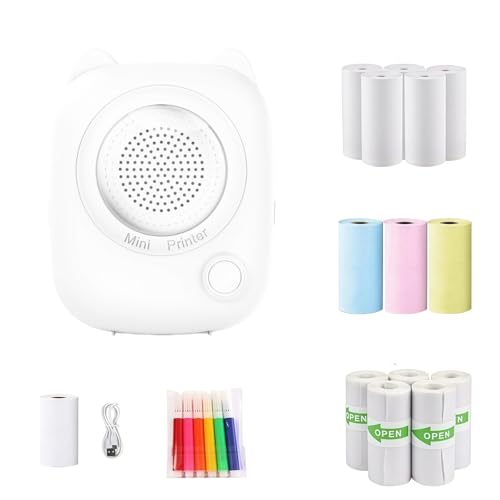 Image of Bxiadbzl AI Voice Powered Sticker Maker for Kids, Wireless 2.4G WiFi Inkless Pocket Thermal Note Label Printer,Mini Portable Printing Machine for DIY Coloring (White)