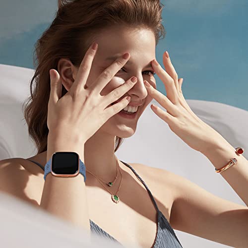 Yaxin 3 Pack Slim Sport Bands Compatible With Fitbit Versa/Fitbit Versa 2/Fitbit Versa Lite Band For Women,Silicone Lace Replacement Straps For Fitbit Versa Smart Watch,Alaskan Blue/Gray/Lavender Gray #TOP6