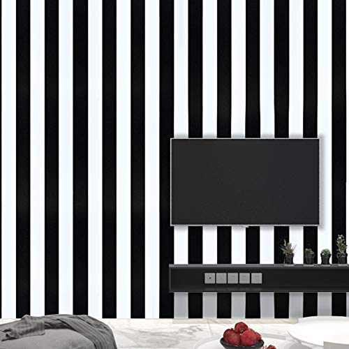 Mecpar Black And White Stripe Wallpaper 17.71'' X 118'' Black And White Peel And Stick Contact Paper Self-Adhesive Removable Waterproof Wallpaper Wall Covering Cabinets Shelves Drawer Liner Decorative #TOP2