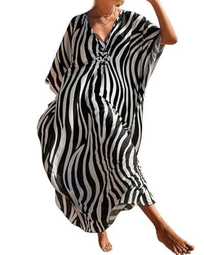 ASHER FASHION Kaftan Dresses for Women, Plus Size Swimsuit Cover Up for Poolside, Resort, and Loungewear