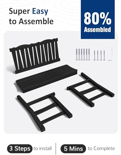 Image of Outdoor Bench Set of 2, Weatherproof Garden Benches for Outdoors, All Weather HIPS Patio Bench Holds up to 800lbs, Never Rot or Fade, Comfort Bench for Porch Garden Patio Yard and Park(Black)