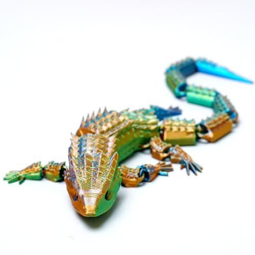 3D Printed Gecko Lizard Model,Flexible Realistic Articulated Animal Fidget Toys,Mystery Figurines Gifts for Easter,Executive Desk Funny Décor and Festival Collectible,Easter Basket Stuffers (BGB)