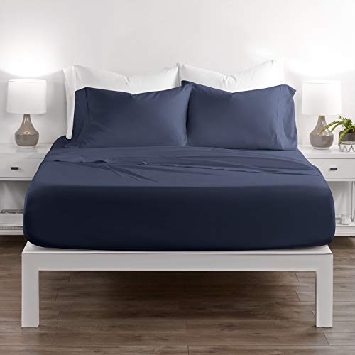 Egyptian Luxury Hotel Collection 4-Piece Bed Sheet Set - Deep Pockets, Wrinkle and Fade Resistant, Sheet and Pillow Case Set - California King, Navy - Thumbnail 3