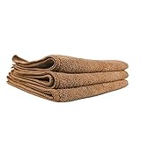 Chemical Guys MIC34403 Workhorse Professional Microfiber Towel, Tan (Safe for Car Wash, Home Cleaning & Pet Drying Cloths) 16" x 16", Pack of 3