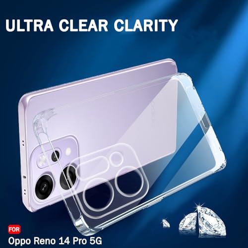 Image of TheGiftKart Back Cover Soft Case for Oppo Reno 14 Pro 5G | Best Camera Protection | Inbuilt Dust Plugs & Anti-Slip Grip | Ultra Clear Slim Case Cover for Oppo Reno14 Pro 5G (Silicone, Transparent)