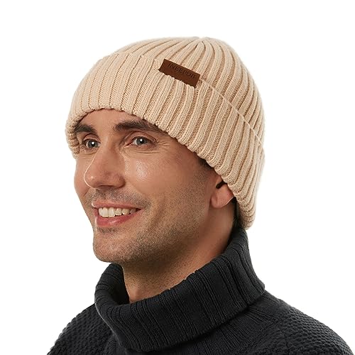 ineepor Gorro Invierno Hombre Mujer Lana Merina Gorras de Punto Corto Beanie Hat Unisex Cálido Forro Polar Suave