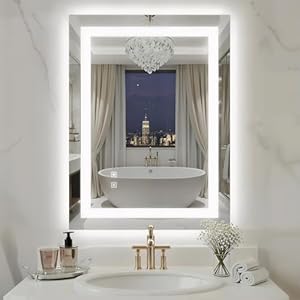 24X32 Inch LED Bathroom Mirror with Lights, Frontlit+ Backlit Bathroom Vanity Mirror for Wall, Ultra-Clear Tempered Glass, Shatter-Proof, Anti-Fog and Memory Function, ETL Listed