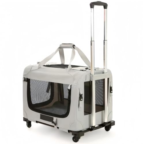 MORLUキャスター付きのペットキャリアは、猫2匹、小型犬など、様々なペットに適しています。1つずつでも使用でき、洗えるカバー、ソフトケージ、静音キャスター、折りたたみ式収納が特徴です。通気性に 大型ペットキャリアは、旅行、病院への通院、災害時の避難、アウ