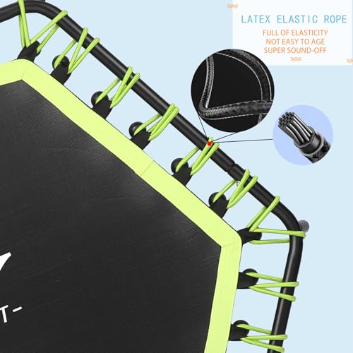 YYOUNICEST 40"/48" Mini Fitness Trampoline Indoor and Outdoor Family Fitness Trampoline Rebounder for Adults Adjustable Handle,Silent and Beautifully Designed Bungee Max Limit 150kg - Image 4