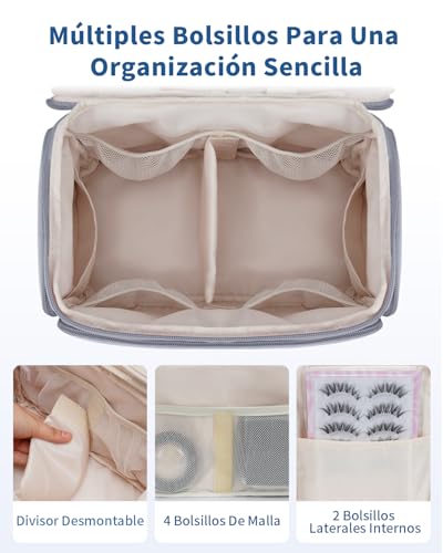 WANDF Neceser de Viaje Grande, Bolso de Maquillaje de Apertura Amplia con Asa, Bolso Cosmético Hinchado para Toallas, Cosméticos, Accesorios y Elementos Esenciales para Mujeres - imagen 3