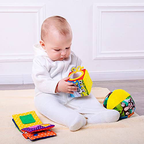 magdum Sensory toys for babies 6-12 months Baby soft book + Sensory balls for baby + Sensory cubes for babies -Sensory books for babies Teething toys for babies 12-18 months Crinkle toys for baby