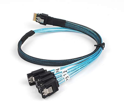 Cable SFF-8654 a 4 x SATA para transmisión de datos miniatura 4
