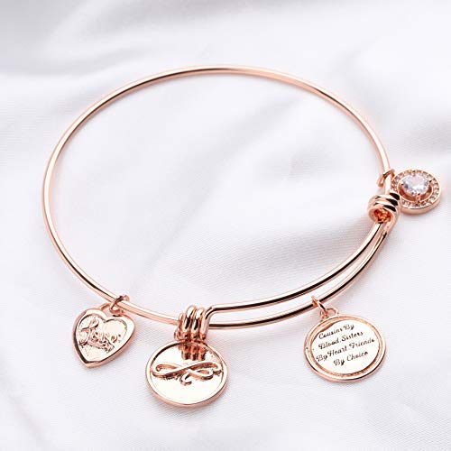 FEELMEM Cousins Bracelet Cousins By Blood Sisters By Heart Friends By Choice Bangle Bracelet Cousin Gift for Cousin Friend(rose gold) - Image 3