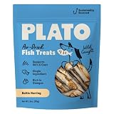 Plato Single Ingredient Wild-Caught Baltic Herring Dog Treats, Air-Dried Whole Fish, Omega-Rich Skin & Coat Support, 3 oz
