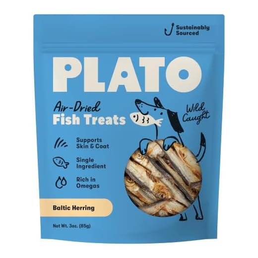 Plato Pet Treats Fish Dog Treats - Air-Dried, Single Ingredient Dog Treat - with Omega 3 & 6 Fatty Acids to Support Skin and Coat - 100% Whole Fish - Wild Caught Baltic Herring Dog Treats - 3oz