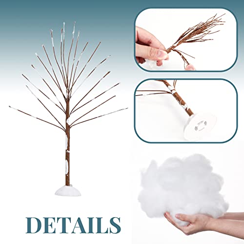 Christmas Village Set 12 Pcs Mini Sisal Trees Artificial Christmas Trees 80G White Snow Cotton Tabletop Pine Trees Snow Covered Christmas Village Displays Model Accessories #TOP4