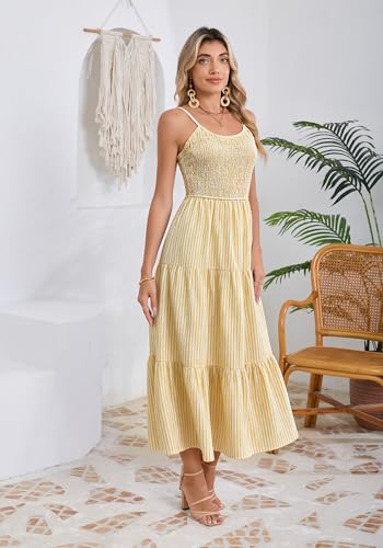 Image of Women's 2026 Summer Spaghetti Strap Maxi Tiered Dress