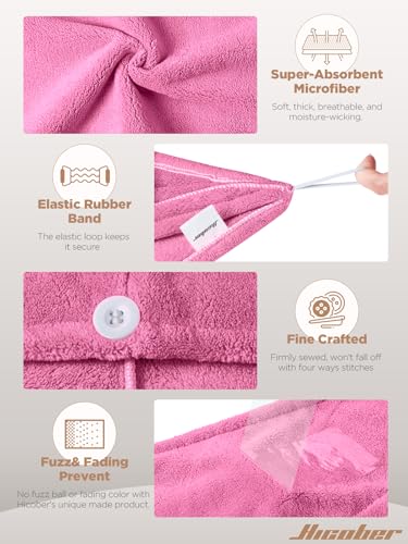 Image of Hicober Microfiber Hair Towel, 3 Packs Hair Turbans for Wet Hair, Drying Hair Wrap Towels for Curly Hair Women Anti Frizz (Light Aqua,Peachy Coral, Sweet Pink)