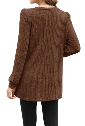 Image of OFEEFAN Long Sleeve Shirts for Women Long Sweaters with Pockets Tunic Tops Loose Fit