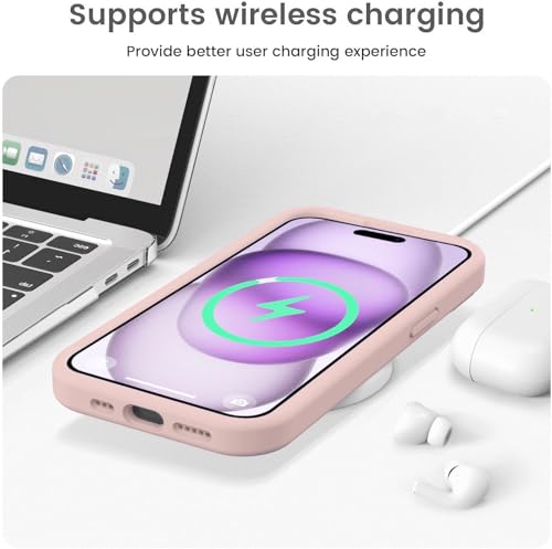 Image of DIZORO Square Candy Liquid Silicone iPhone Case Cover Compatible for iPhone 13, All Cube Series with Microfiber Lining Compatible iPhone 13 (6.1 inch) - Pink