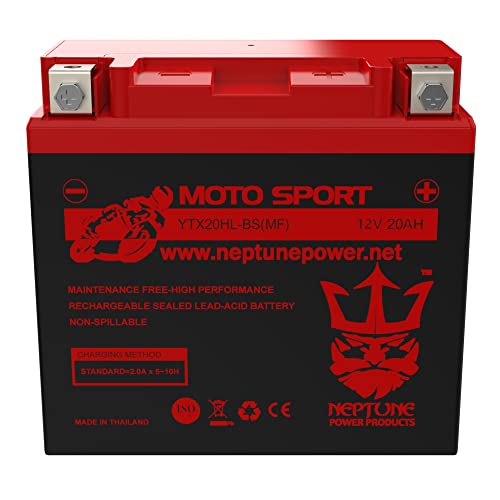 Neptune Power Professional YTX20HL-BS / YTX20L Battery Maintenance Free -(SLA) Sealed Lead Acid AGM ETX20HL BS Motorcycle Battery- Design-330CCA-13.67Lbs