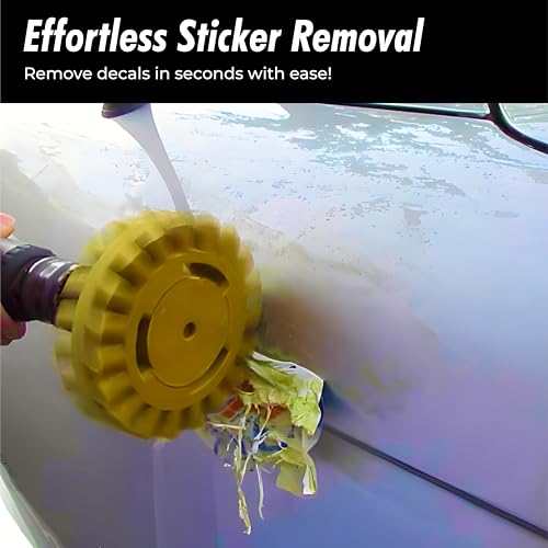 4-Inch Car Sticker Remover Kit - 2 Pack, Soft Rubber Decal Eraser Wheel Tool for Cars - Safe Adhesive Remover for Glass and Metal - Emblem and Vinyl Lettering Removal with Drill Adapter - Thumbnail 6