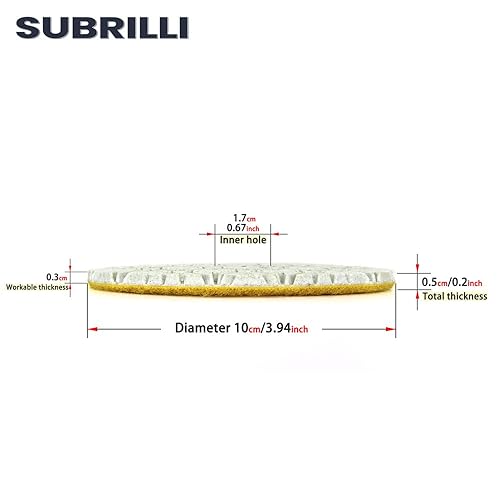 Miniatura 5 de SUBRILLI Almohadillas de pulido de diamante de 3 pasos secohúmedo de 4 pulgadas, 9 piezas, paso 1 para hormigón de cuarzo de mármol de granito