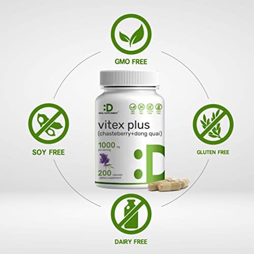 Vitex Supplement For Women - Vitex Chasteberry Supplement 1000Mg Plus Dong Quai Capsules, 200 Counts - Supports Hormone Balance For Women, Fertility, Pms Symptoms & Menopause #TOP2