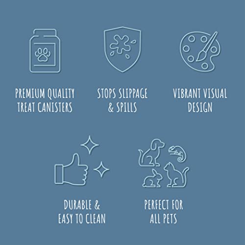 Park Life Designs - Ceramic Pet Treat Jar With Airtight Lid For Dogs, Cats, Puppies And More, Chic Kitchen Countertop Container For Cookies, Biscuits And Treats (Manor, Blue, 1.4 Qt) #TOP1