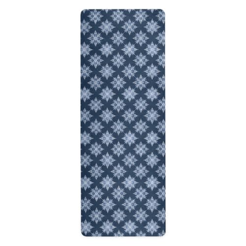 Esterilla de yoga no tóxica con diseño de copos de nieve, estilo océano, estilo náutico, sin químicos, para hombres, de goma natural, antideslizante, con bolsa para ejercicio, 180 x 66 cm