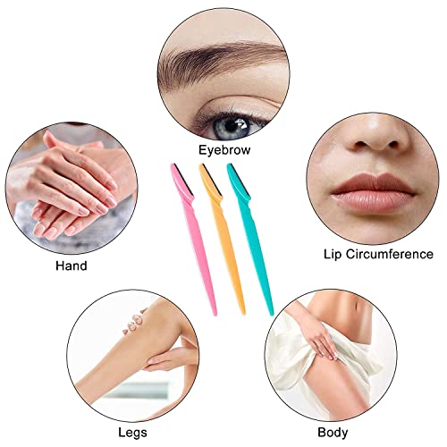 Image of AVNISH Tinkle Facial Razors for Women | Pack of 3 | Instant Hair Removal | Glowing Skin | Single-Blade Dermaplaning Razor | Non Slip Handle Easy to Use Eyebrows, | Smooth Shave (Multicolor)
