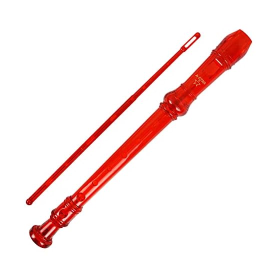 A-Star Soprano/Descant School Recorder Instrumento, digitación inglesa/barroca - Clave de C con tabla de aprendizaje, bolsa, varilla de limpieza - Rojo