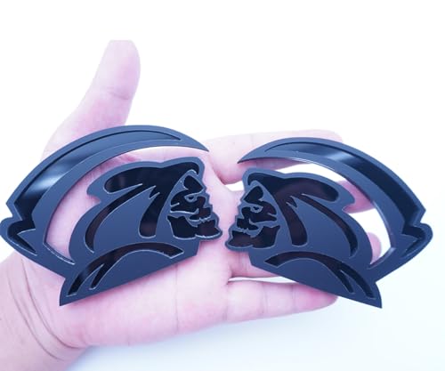 Emblema 3D de Reaper negro para coche y moto juego de 2 pegatinas universales de metal para ventana