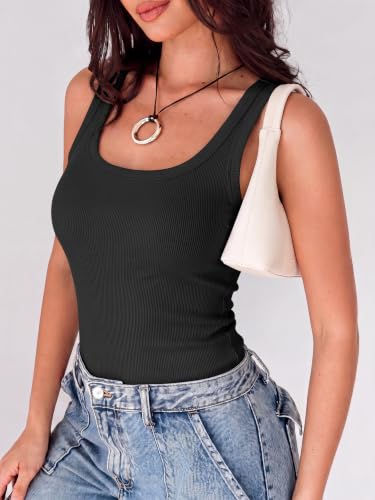 Image of ANRABESS Womens Square Neck Ribbed Tank Tops 2026 Summer Sleeveless Shirts
