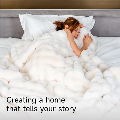 SpottedCozy Bubble Cuddle Twin Blanket for Couch, Ultra Soft Cream White - image 3