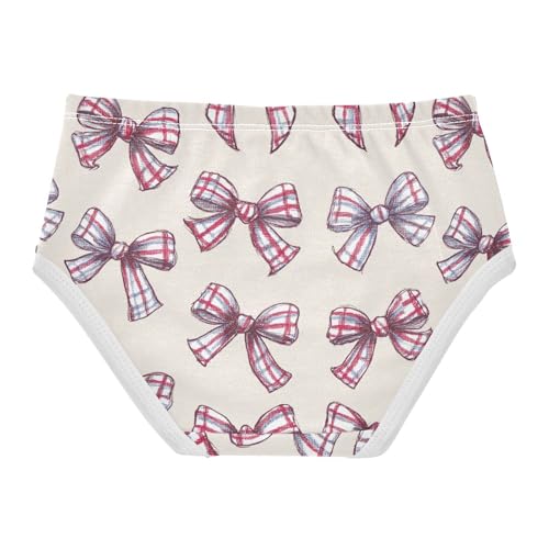 Wusikd Bows Plaid Girls' Underwear Cotton Girls Briefs Soft Toddler Underwear 2T2