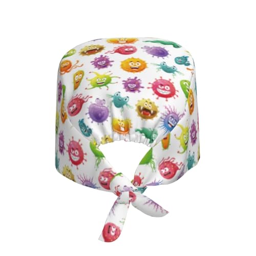 Image of Working Cap Scrub Cap with Sweatband Adjustable Unisex Women Tie Back Hat Nurse Surgical Caps
